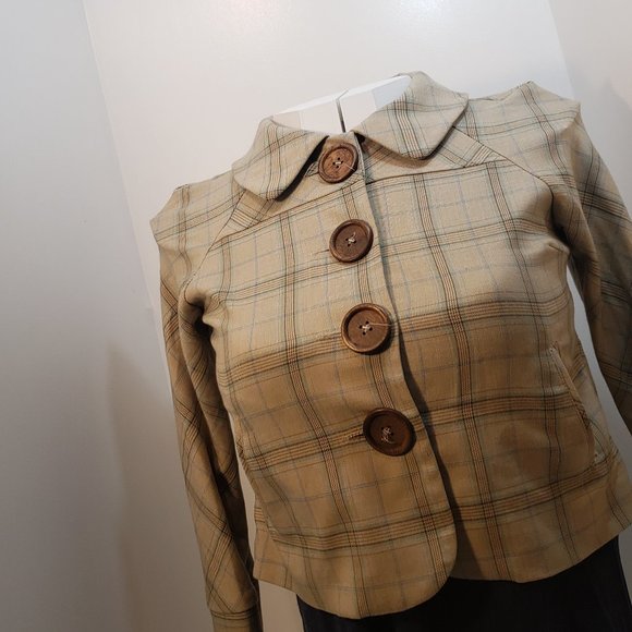 M Designer Zinc Blazer Plaid Jacket Great - Picture 2 of 10